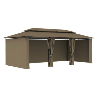 Pavilion cu Perdele Gri Taupe 6x3m - Protectie UV | Livrare Gratuita