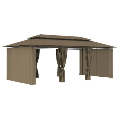 Pavilion cu Perdele Gri Taupe 6x3m - Protectie UV | Livrare Gratuita