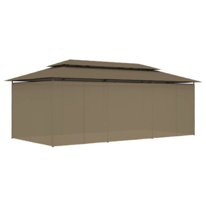 Pavilion cu Perdele Gri Taupe 6x3m - Protectie UV | Livrare Gratuita