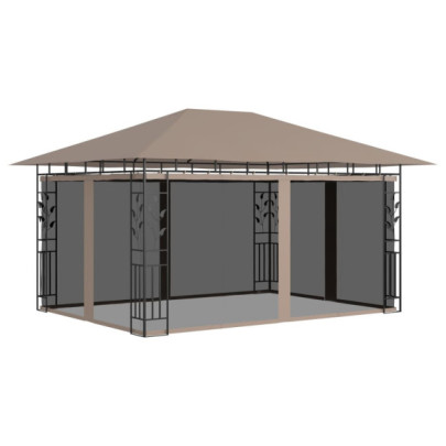 Pavilion cu plasă anti-țânțari - gri taupe - 4x3x2,73 m - 180 g/m²