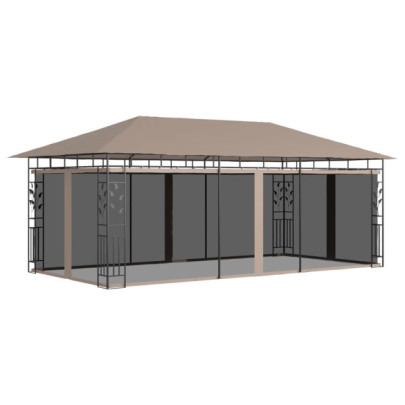 Pavilion cu plasă anti-țânțari - gri taupe - 6x3x2,73 m - 180 g/m²