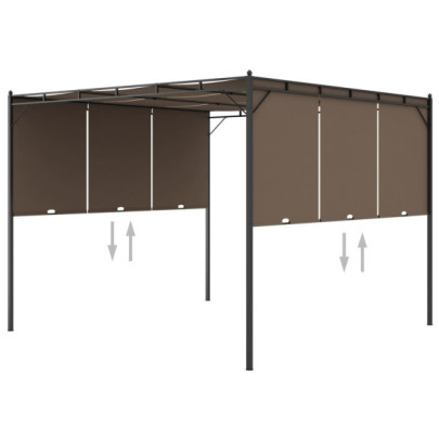 Pavilion de grădină cu perdea laterală - gri taupe - 3x3x2,25 m