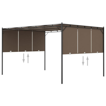Pavilion de grădină cu perdea laterală - gri taupe - 4x3x2,25 m