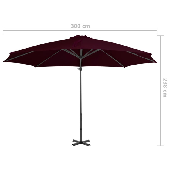 Umbrelă Consolă Grădină Roșie - Aluminiu - 300 cm