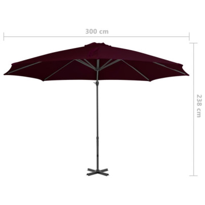 Umbrelă Consolă Grădină Roșie - Aluminiu - 300 cm
