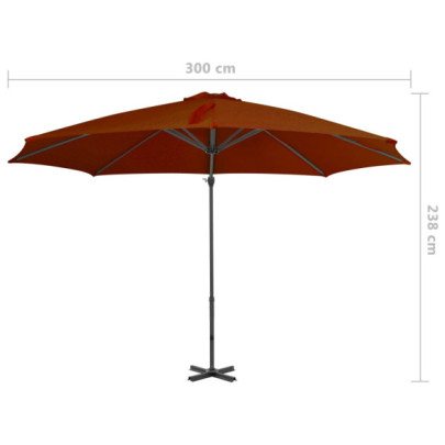 Umbrelă Consolă Grădină Aluminiu 300 cm - Cărămiziu