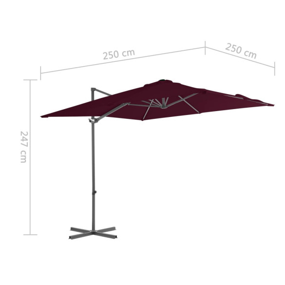 Umbrelă Consolă Aluminiu Bordo 250x250 cm - Livrare Gratuită
