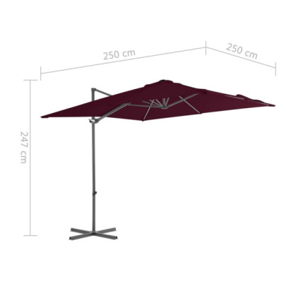 Umbrelă Consolă Aluminiu Bordo 250x250 cm - Livrare Gratuită