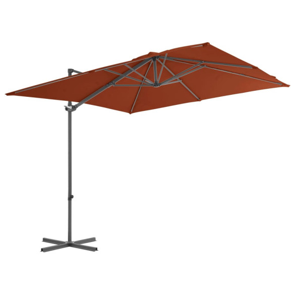 Umbrelă Grădină Consolă Cărămizie 250x250 cm | Oțel Rezistent