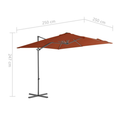 Umbrelă Grădină Consolă Cărămizie 250x250 cm | Oțel Rezistent
