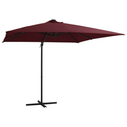 Umbrelă Grădină cu LED-uri Roșu Bordo 250x250 cm - Consolă