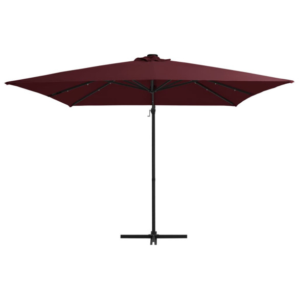 Umbrelă Grădină cu LED-uri Roșu Bordo 250x250 cm - Consolă