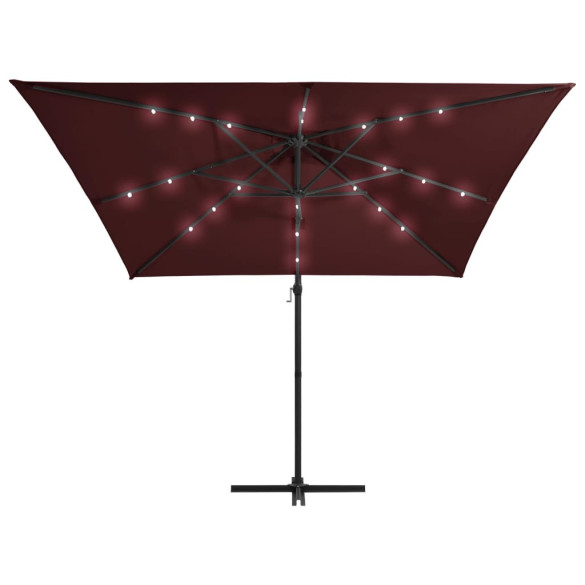 Umbrelă Grădină cu LED-uri Roșu Bordo 250x250 cm - Consolă