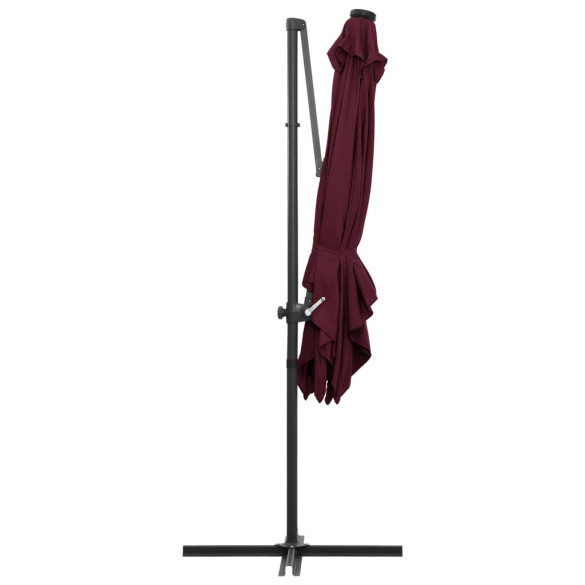 Umbrelă Grădină cu LED-uri Roșu Bordo 250x250 cm - Consolă