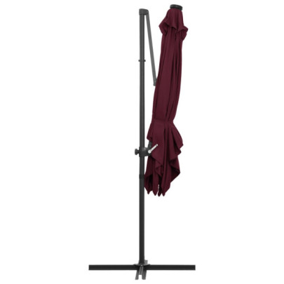 Umbrelă Grădină cu LED-uri Roșu Bordo 250x250 cm - Consolă