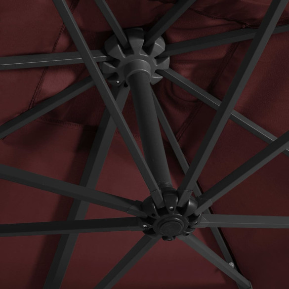Umbrelă Grădină cu LED-uri Roșu Bordo 250x250 cm - Consolă
