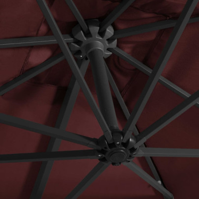 Umbrelă Grădină cu LED-uri Roșu Bordo 250x250 cm - Consolă