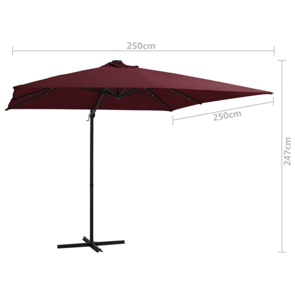 Umbrelă Grădină cu LED-uri Roșu Bordo 250x250 cm - Consolă