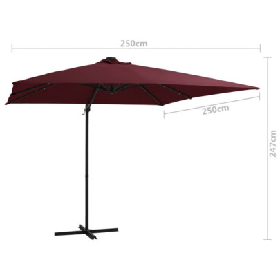Umbrelă Grădină cu LED-uri Roșu Bordo 250x250 cm - Consolă