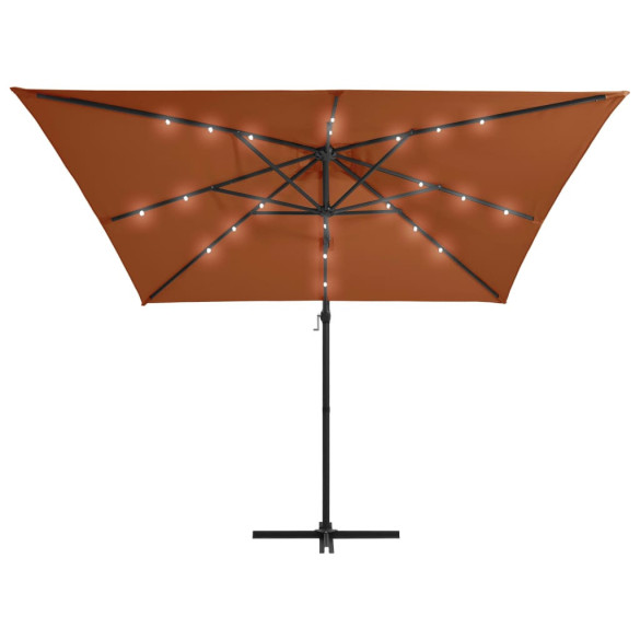 Umbrelă Grădină cu LED-uri Solar | 250x250 cm | Cărămiziu