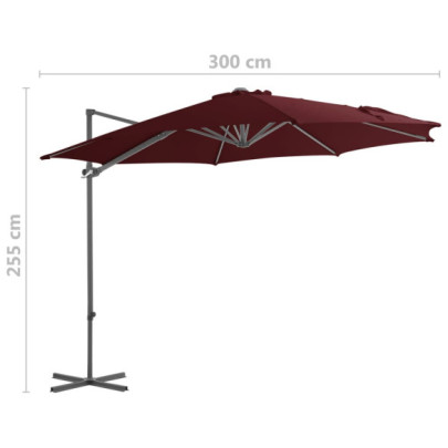 Umbrelă consolă roșu bordo 300 cm - Livrare gratuită