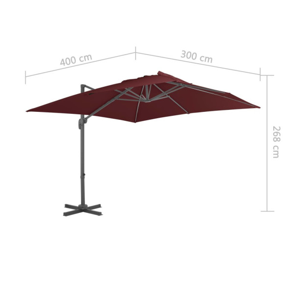 Umbrelă suspendată bordo 400x300 cm | Livrare gratuită Umbrelă suspendată bordo 400x300 cm | Livrare gratuită