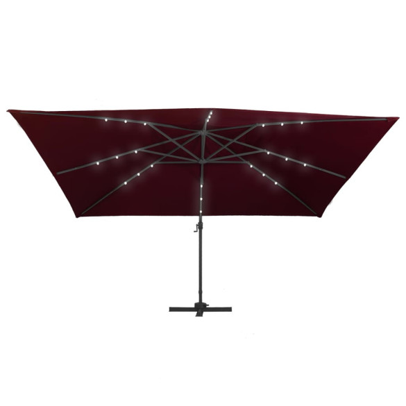 Umbrelă Grădină cu LED-uri Roșu Bordo 400x300cm