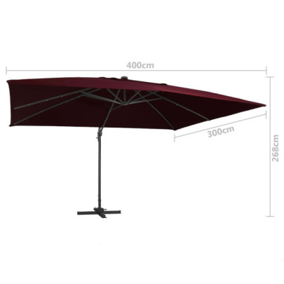 Umbrelă Grădină cu LED-uri Roșu Bordo 400x300cm