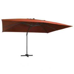Umbrelă Grădină cu LED-uri Solar | Cărămiziu 400x300cm