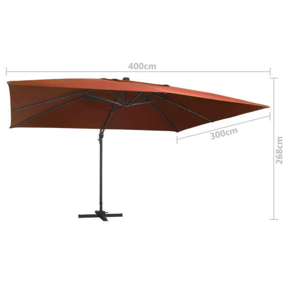 Umbrelă Grădină cu LED-uri Solar | Cărămiziu 400x300cm