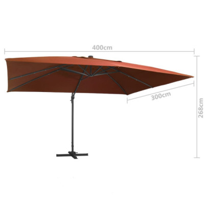Umbrelă Grădină cu LED-uri Solar | Cărămiziu 400x300cm