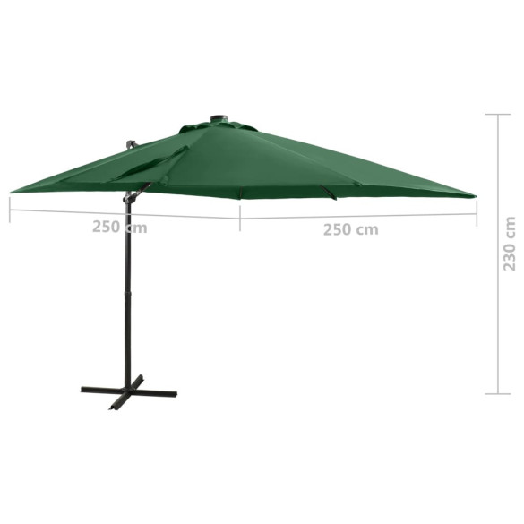 Umbrelă Grădină LED Solar - Verde 250 cm | Livrare Gratuită