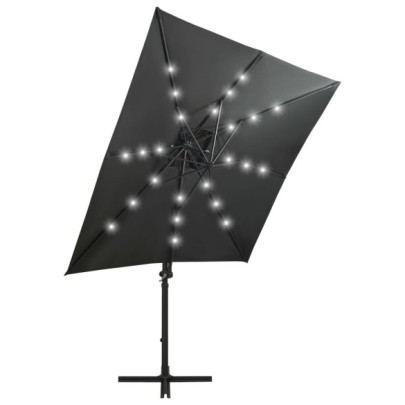 Umbrelă Consolă cu LED Antracit 250cm | Livrare Gratuită