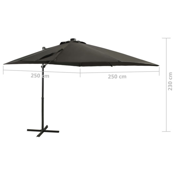Umbrelă Consolă cu LED Antracit 250cm | Livrare Gratuită