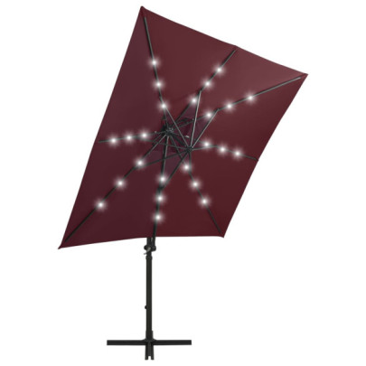 Umbrelă Consolă cu LED-uri - Roșu Bordo 250cm | Livrare Gratuită