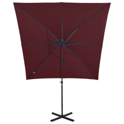 Umbrelă Consolă cu LED-uri - Roșu Bordo 250cm | Livrare Gratuită