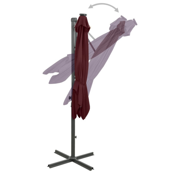 Umbrelă Consolă cu LED-uri - Roșu Bordo 250cm | Livrare Gratuită Umbrelă Consolă cu LED-uri - Roșu Bordo 250cm | Livrare Gratuită