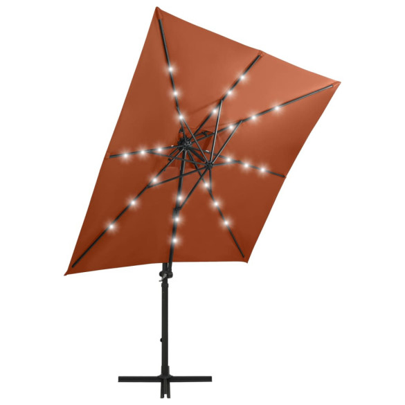 Umbrelă Grădină cu LED-uri și Consolă - 250 cm - Cărămiziu