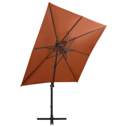 Umbrelă Grădină cu LED-uri și Consolă - 250 cm - Cărămiziu