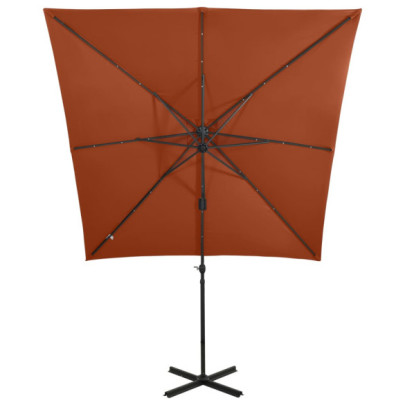 Umbrelă Grădină cu LED-uri și Consolă - 250 cm - Cărămiziu