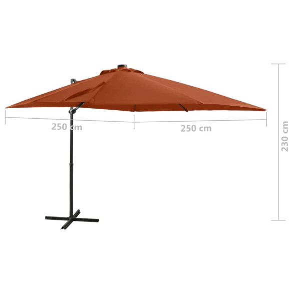 Umbrelă Grădină cu LED-uri și Consolă - 250 cm - Cărămiziu