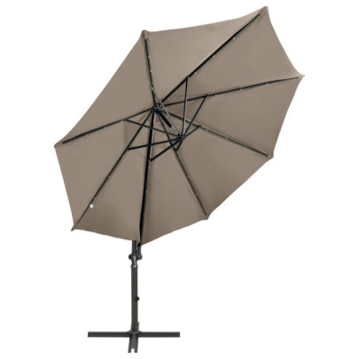 Umbrelă consolă LED taupe 300 cm | Livrare gratuită