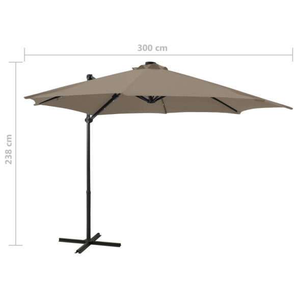 Umbrelă consolă LED taupe 300 cm | Livrare gratuită
