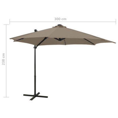 Umbrelă consolă LED taupe 300 cm | Livrare gratuită