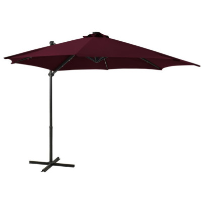Umbrelă Consolă cu LED-uri 300 cm Roșu Bordo | Livrare Gratuită