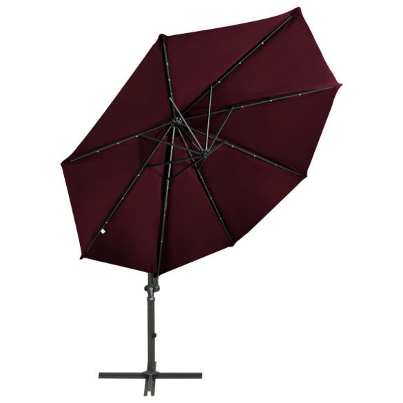 Umbrelă Consolă cu LED-uri 300 cm Roșu Bordo | Livrare Gratuită