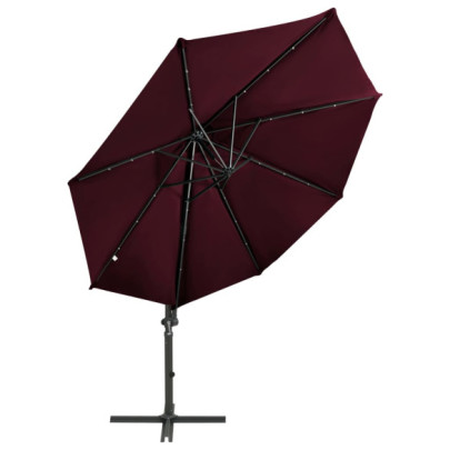 Umbrelă Consolă cu LED-uri 300 cm Roșu Bordo | Livrare Gratuită
