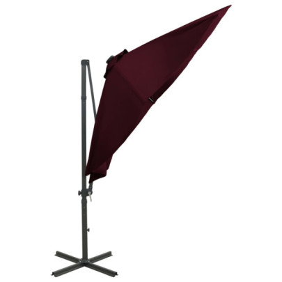 Umbrelă Consolă cu LED-uri 300 cm Roșu Bordo | Livrare Gratuită
