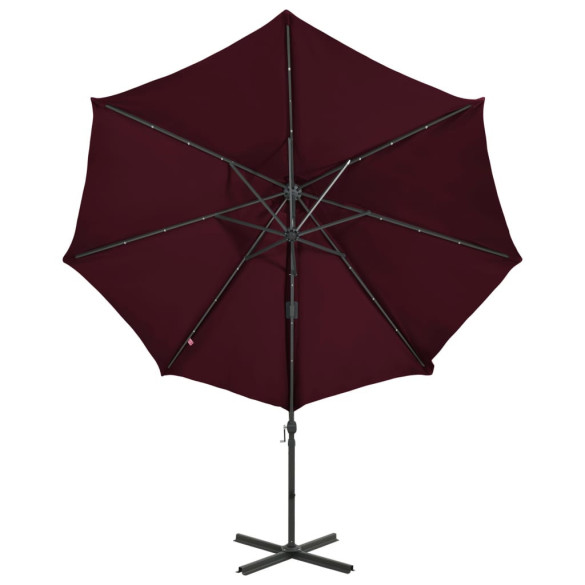 Umbrelă Consolă cu LED-uri 300 cm Roșu Bordo | Livrare Gratuită