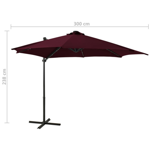 Umbrelă Consolă cu LED-uri 300 cm Roșu Bordo | Livrare Gratuită